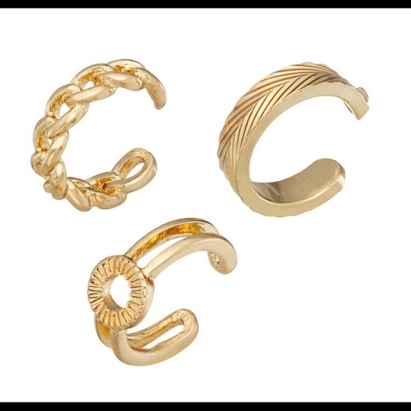 NWT Nine West Gold Tone Ear Cuff Set of 3 - Picture 1 of 2